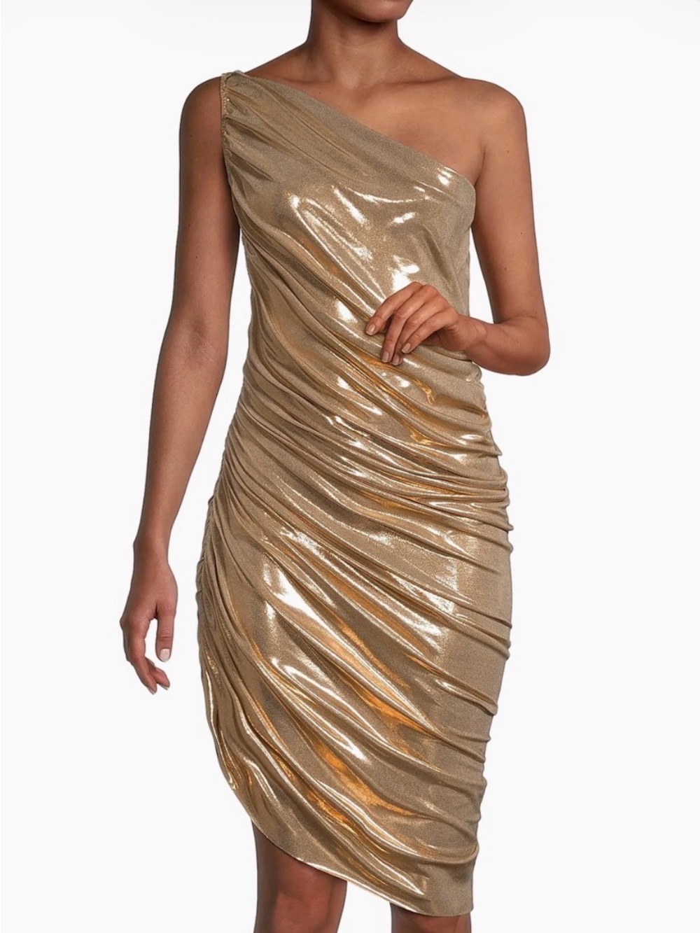 Norma Kamali Gold Metallic Stretch Dress